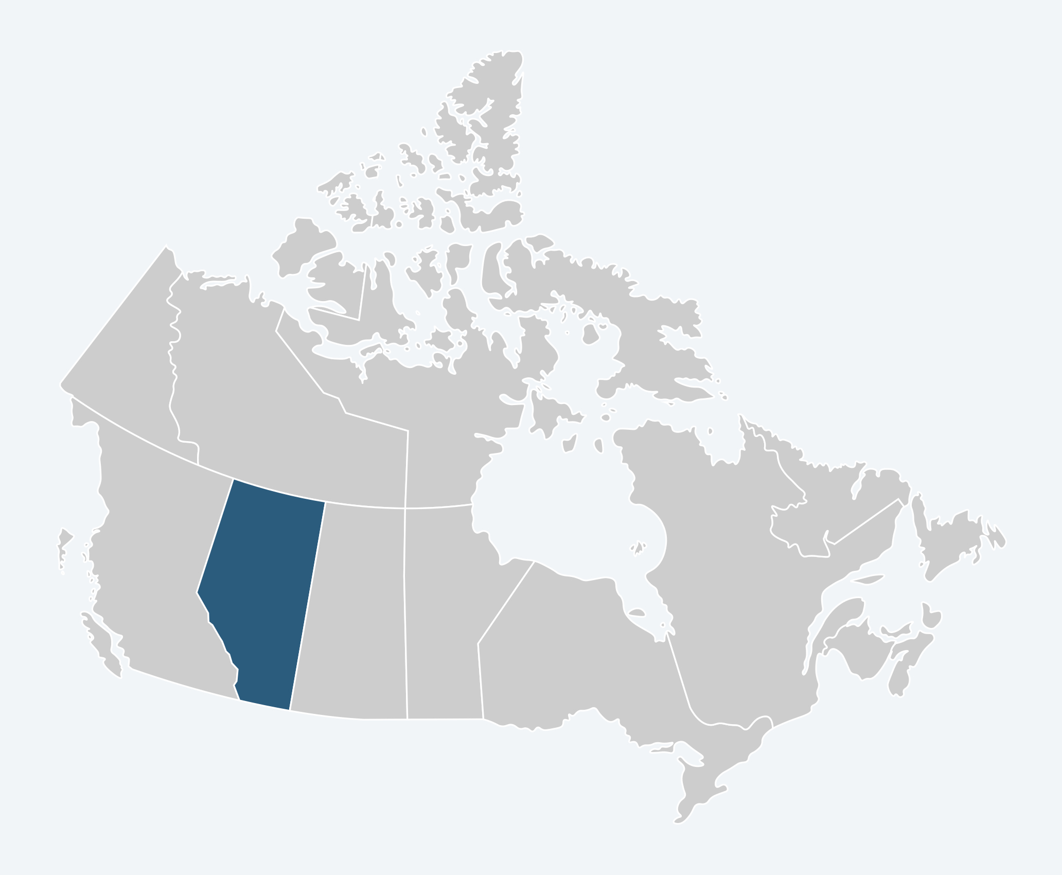 Map of Canada with Alberta highlighted