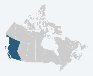 Map of Canada with British Columbia highlighted