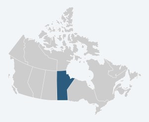 Map of Canada with Manitoba highlighted