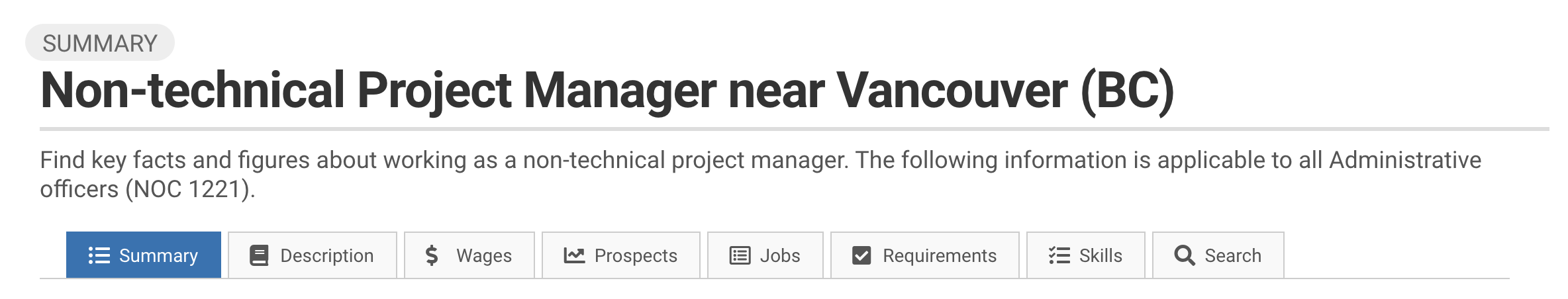 Image showing how to see StatCan trends for Project Managers near Vancouver or other cities