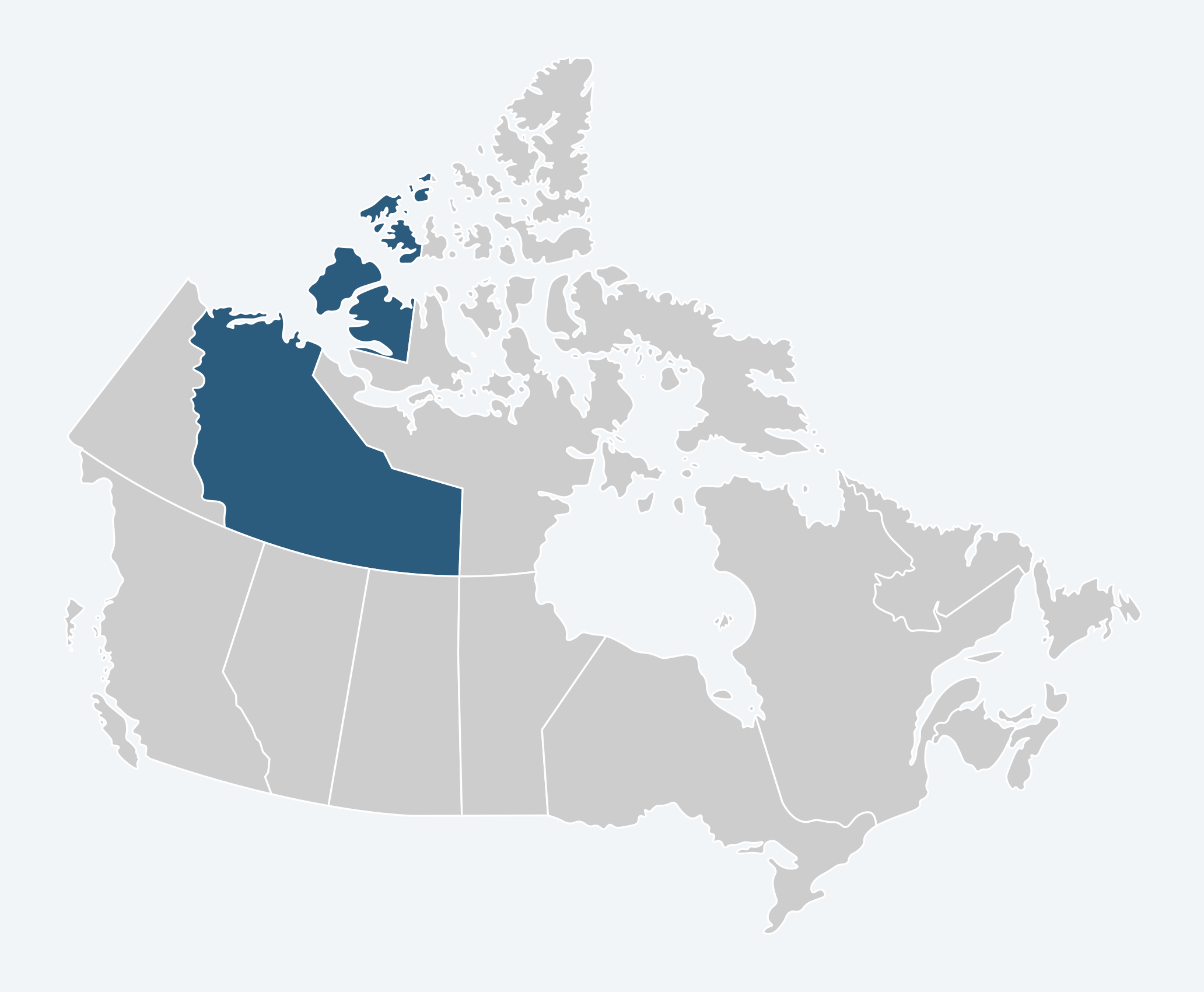 Map of Canada with the Northwest Territories highlighted