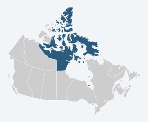 Map of Canada with the territory of Nunavut highlighted.