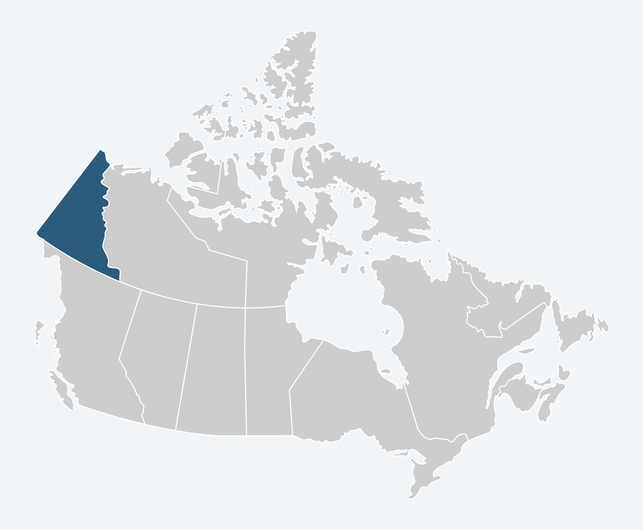 Map of Canada with the Yukon highlighted