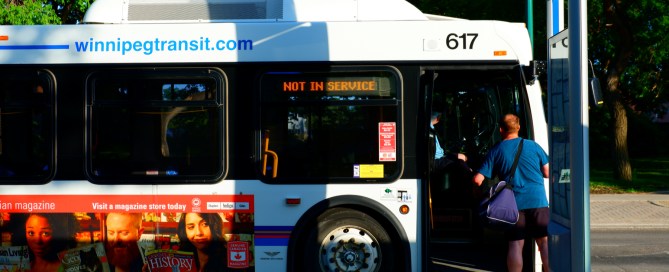 Riding public transportation in Winnipeg