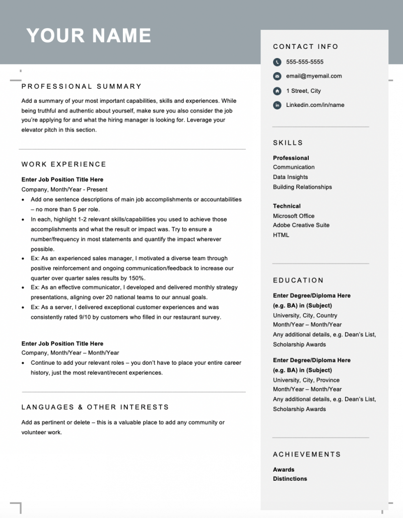 sample cover letter for resume canada