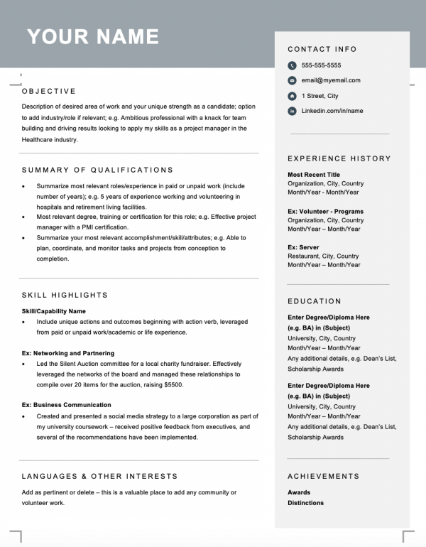 canadian resume and cover letter format