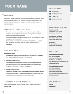Free downloadable and editable combination resume template for Canada