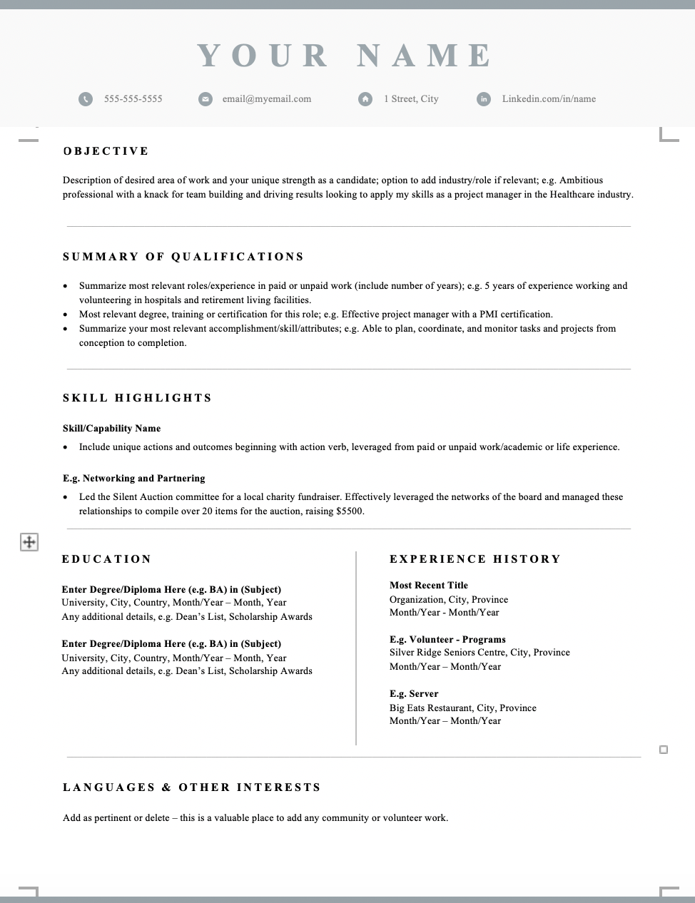 simple canadian resume format free download