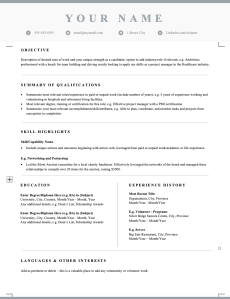 Free downloadable and editable functional skills-based resume template for Canada