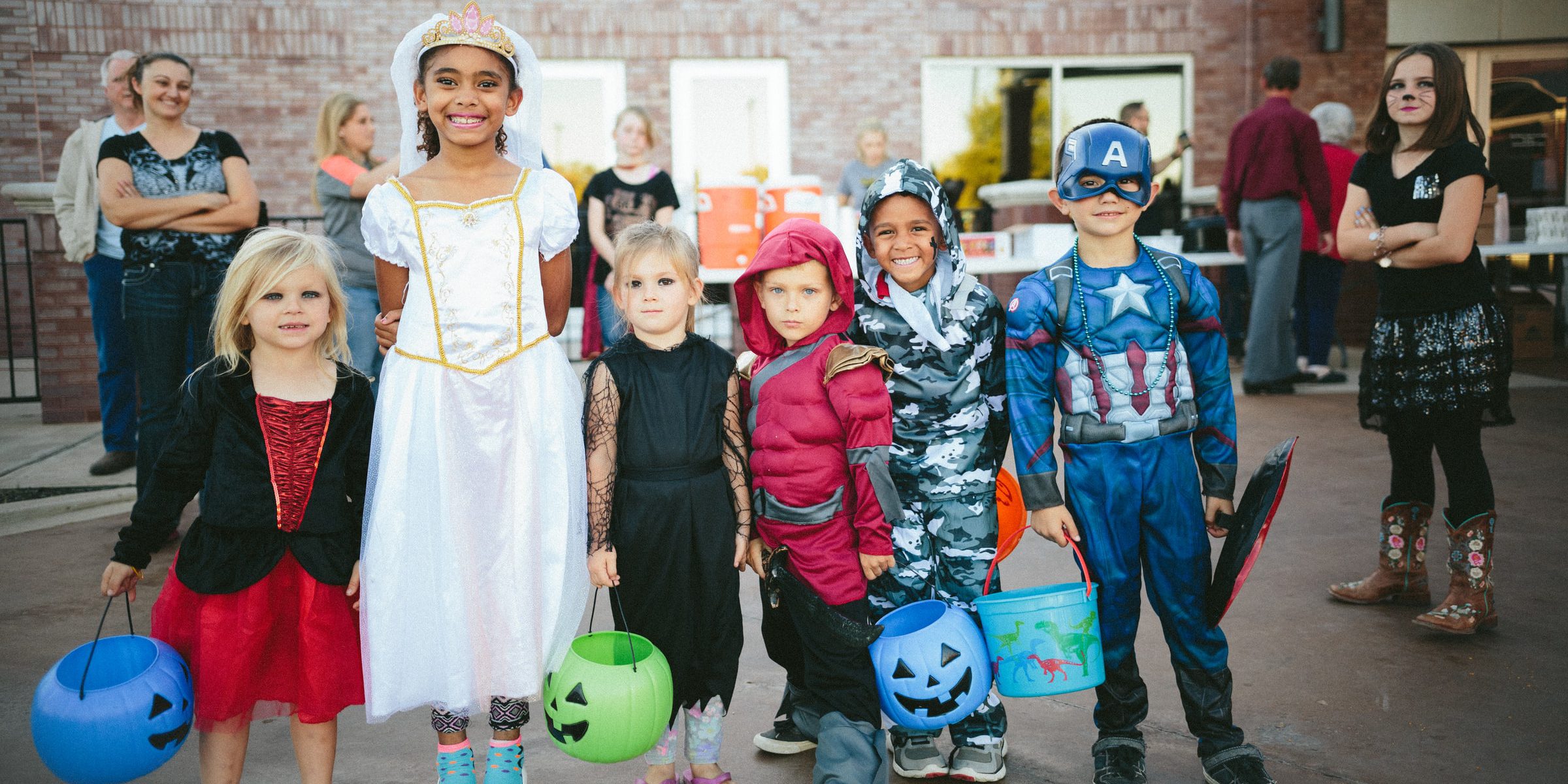 Children wearing Halloween costumes