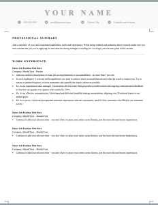 Free downloadable and editable reverse chronological resume template for Canada