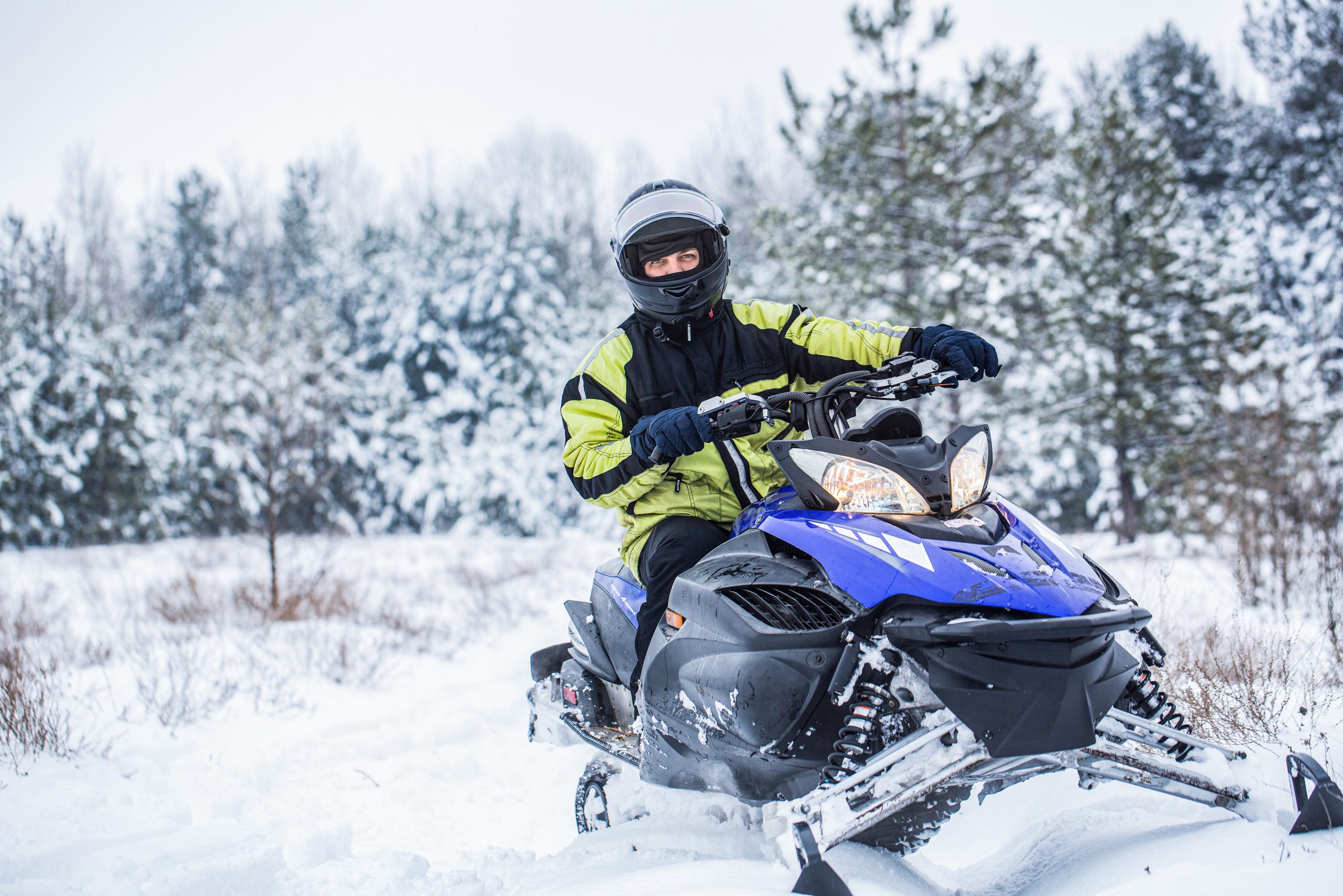 Man using a snowmobile