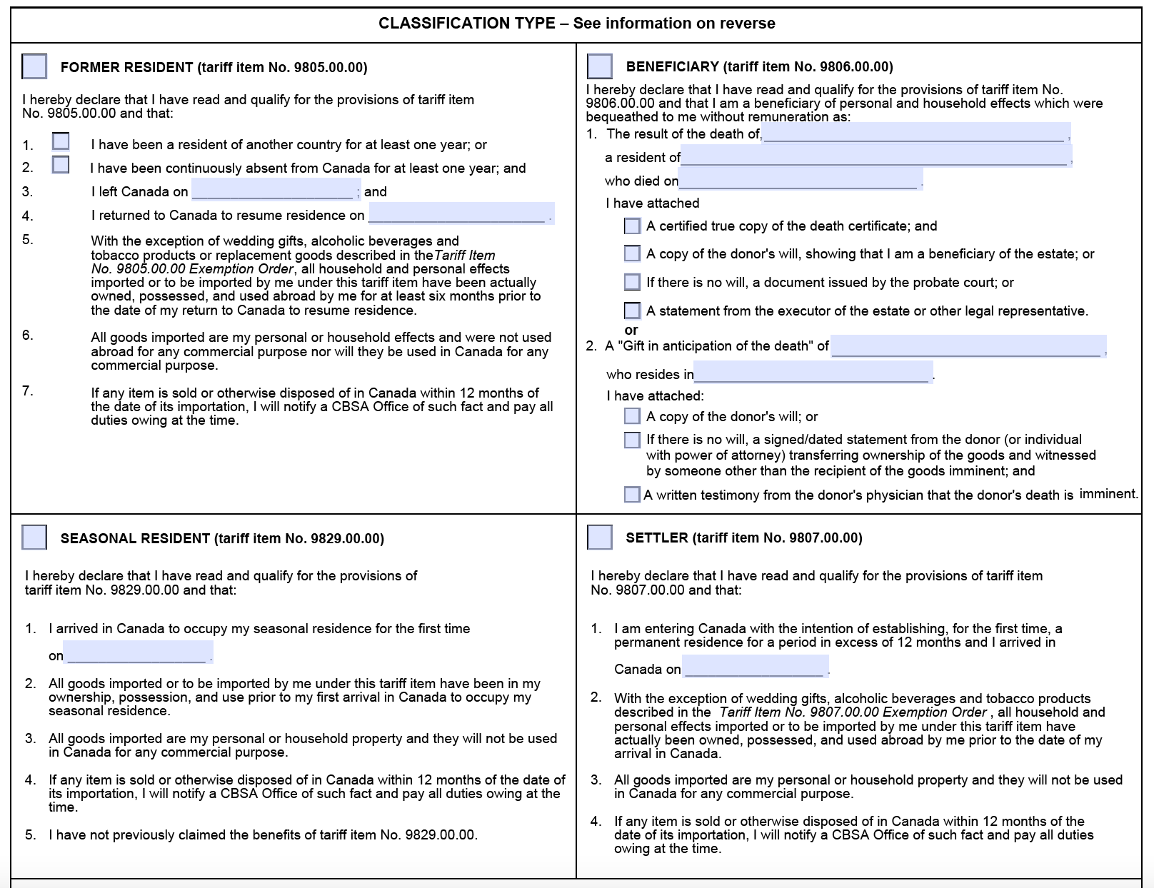 How To Fill Forms B4 And B4a While Moving To Canada Arrive