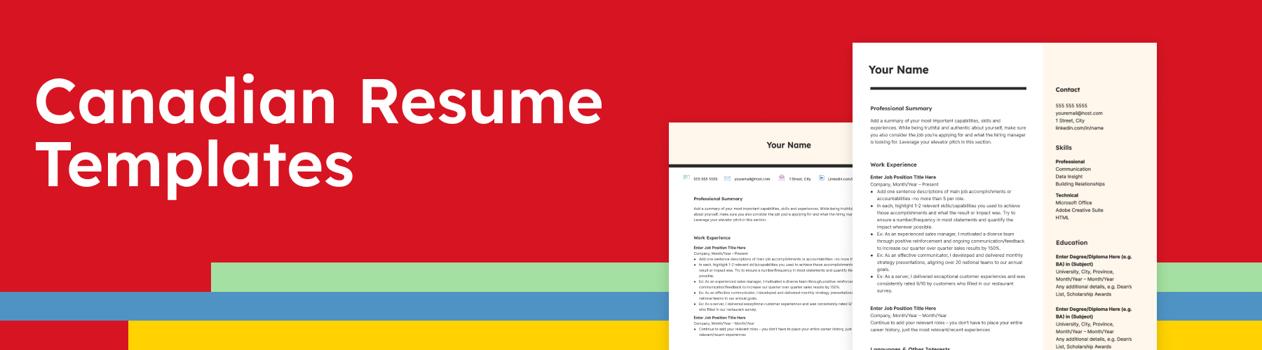Download our free Canadian resume templates