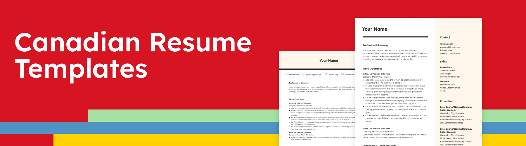 Canadian Resume Templates