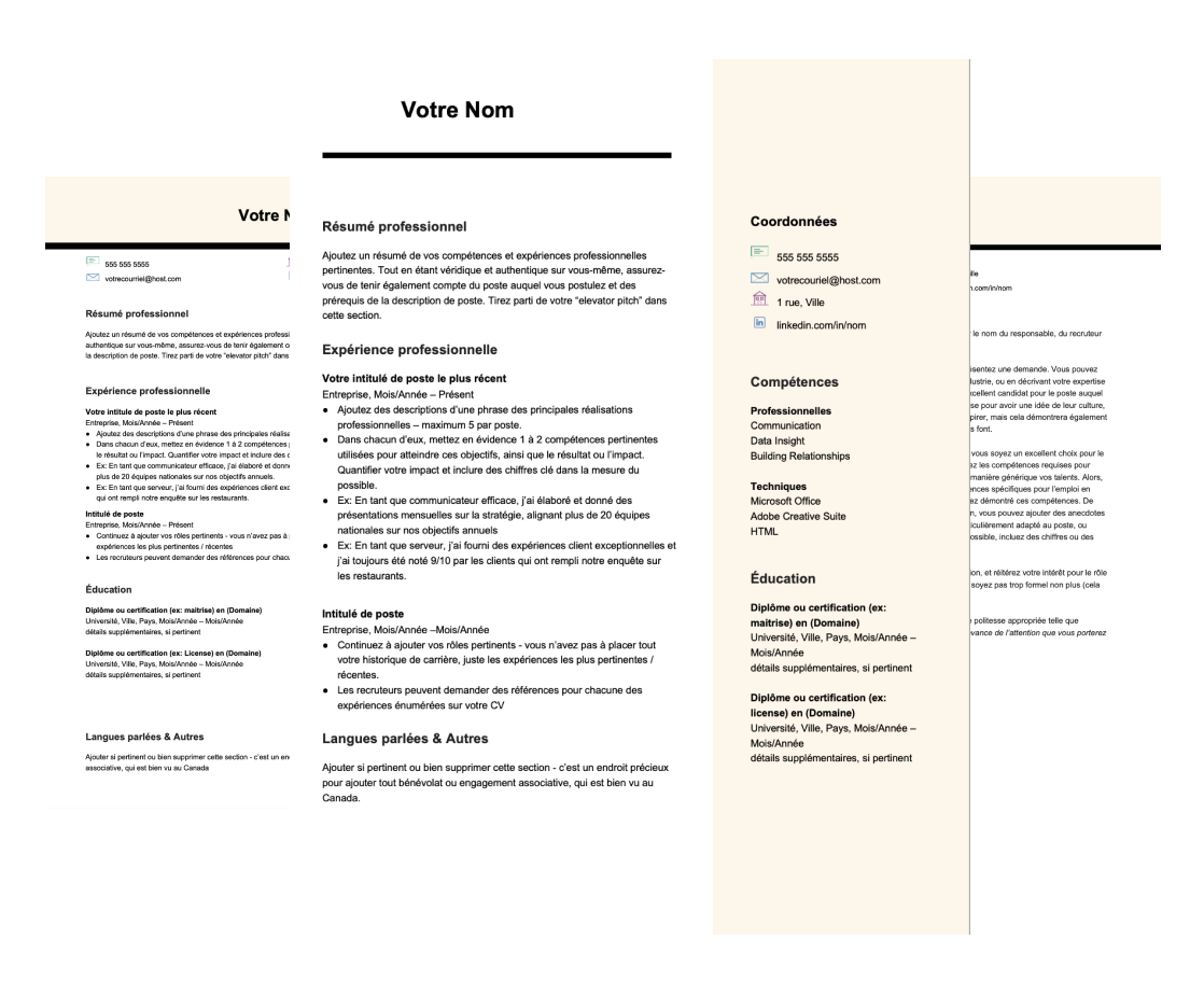 Downloadable resume templates for Canada