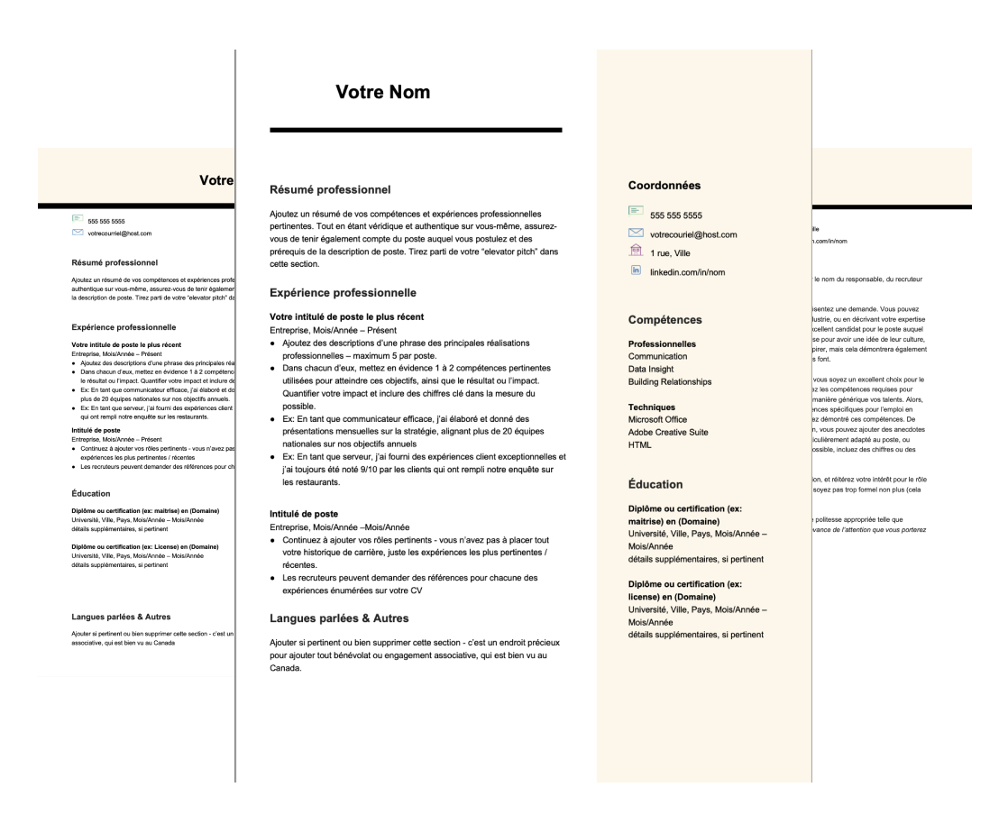 Modèles de CV canadiens gratuits à télécharger