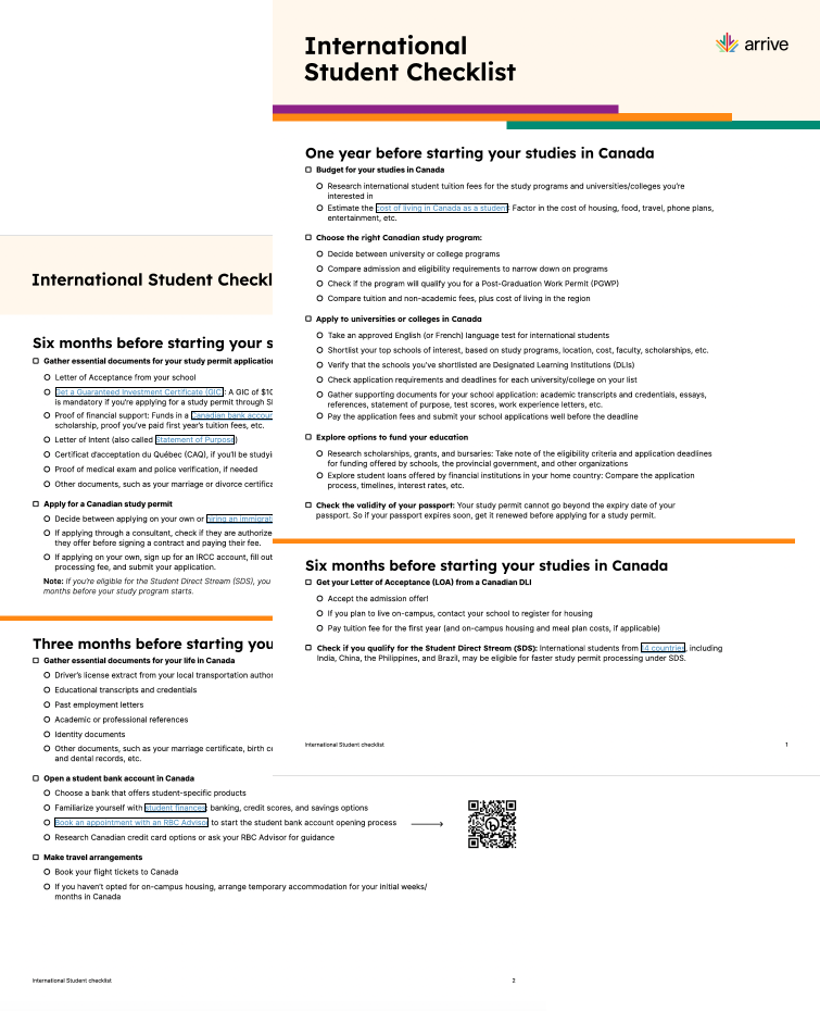 International Student Checklist for Canada